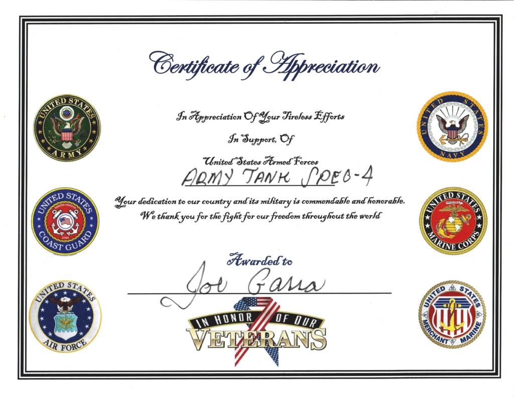 Free Printable Veterans Certificate Of Appreciation - Printable Word ...